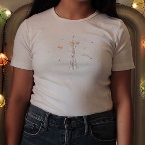 Vintage Style Seattle Space Needle Bedazzled Top M